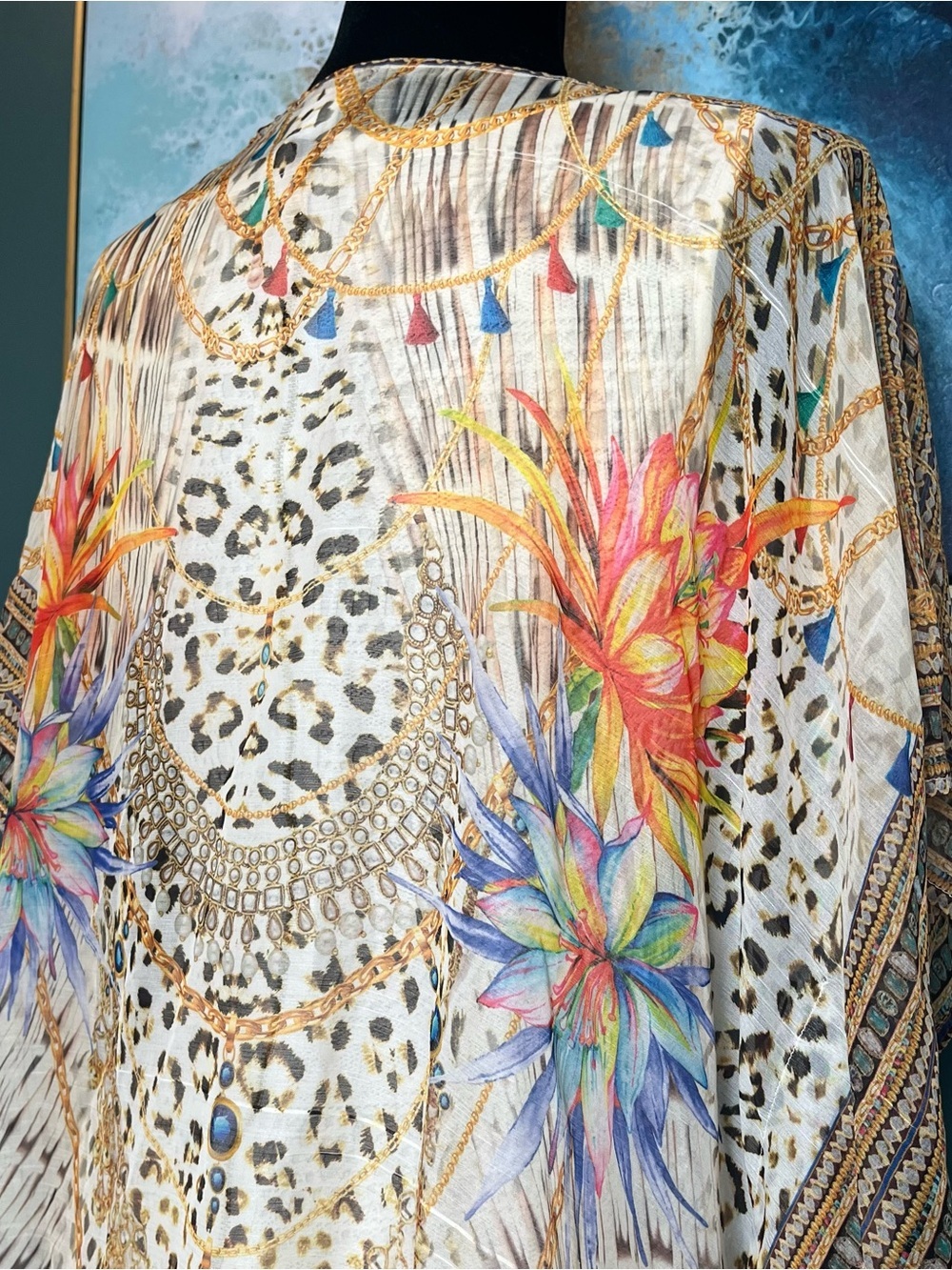 Boho Floral Leopard Printed Cover Up - Picture 6 of 8